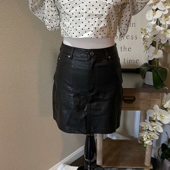Black Faux Leather Mini Skirt - Picture 1 of 6